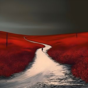 Uma longa estrada vermelha. A andar. Como o herói que nunca andou. 1