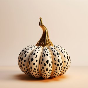 Ouro branco e preto, abóbora sobre fundo bege 2