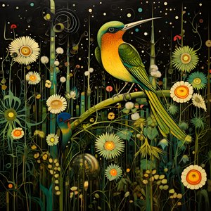 Colibris e um sapo na floresta 3