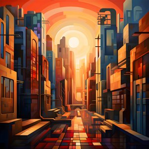 Estilo cubista de pintura de paisagem urbana 1