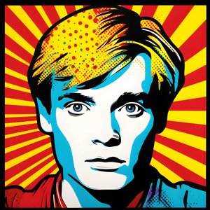 Retrato Pop Art, meio corpo, colorido, gráfico, matinal, ao estilo de Andy Warhol, Roy Lichtenstein, Robert Rauschenberg, Jasper Johns, Keith Haring 2