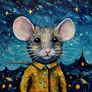 Retrato do Rato Animal Noite Estrelada 1