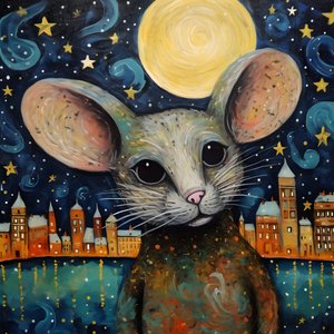 Retrato do Rato Animal Noite Estrelada 3