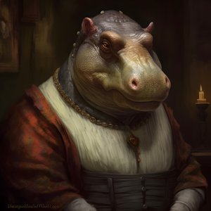 Retrato de um hipopótamo grande republicano antigo 1