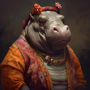 Retrato de um hipopótamo grande republicano antigo 4