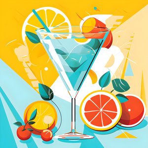 Cartaz de limões, cocktails com limões, hortelã 1