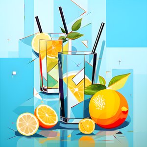Cartaz de limões, cocktails com limões, hortelã 2