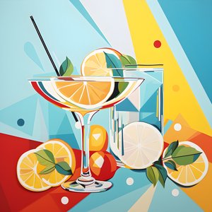 Cartaz de limões, cocktails com limões, hortelã 4