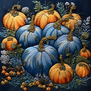 Stickereikuerbisse em Blautoenen 3