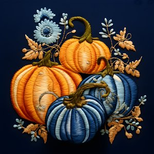 Stickereikuerbisse em Blautoenen 4
