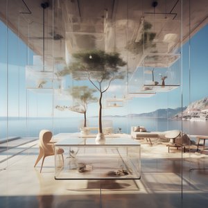 Edifício transparente com a mesa da ilha no meio 4 de Kurt Heppke