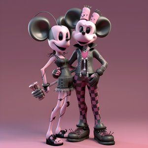 pesadelo antes do natal punk rosa minnie e mickey mouse 1