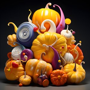 abóboras coloridas em 3D 3