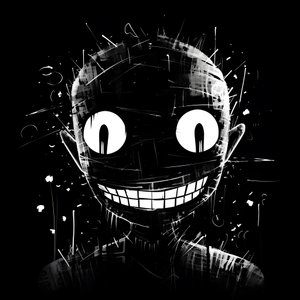o rosto sorridente é desenhado em papel preto 2