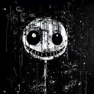 o rosto sorridente é desenhado em papel preto 4