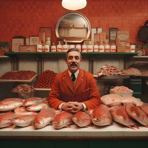 uma imagem surrealista de um peixeiro polaco da década de 1950 3