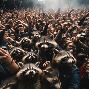 uma horda cheia de guaxinins num espetáculo de rock 2