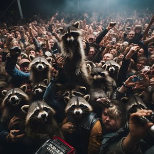 uma horda cheia de guaxinins num espetáculo de rock 4