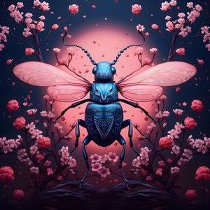 uma ilustração de um cobre ilustrado com cogumelos no fundo 3