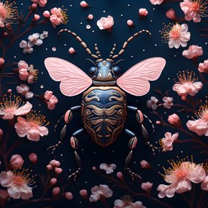uma ilustração de um cobre ilustrado com cogumelos no fundo 4