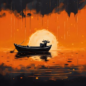uma vaca num barco num lago 2