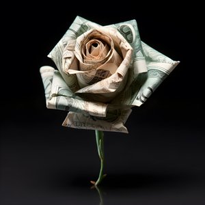 uma rosa de notas de 100 dólares, que são eléctricas 1