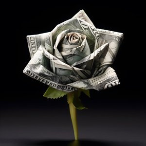 uma rosa feita de notas de 100 dólares, que são eléctricas 2