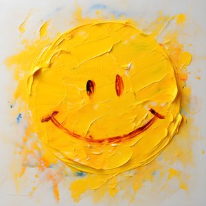 Carinha de sorriso amarela pintada em Impasto 1