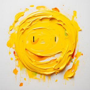 rosto sorridente amarelo pintado em Impasto 2