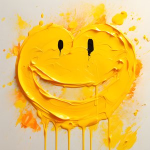 rosto sorridente amarelo pintado em Impasto 3