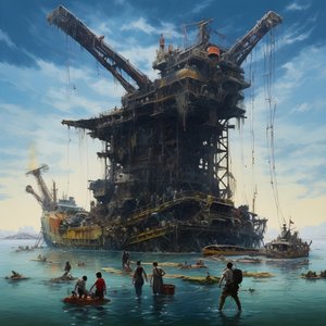 Grande destroço a ser retirado do mar por uma grua 2