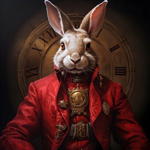 coelhinho androide antropomórfico cibernético, com casaco vermelho 3