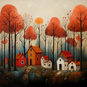 quatro casas vermelhas na floresta 1