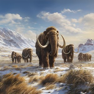 manada de mamutes lanudos na tundra 3