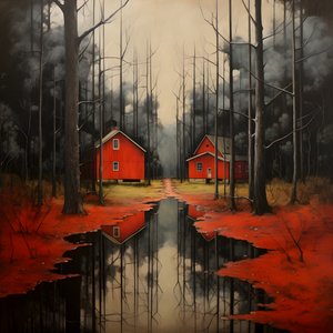 duas casas vermelhas na floresta 2