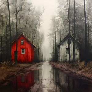 duas casas vermelhas na floresta 3
