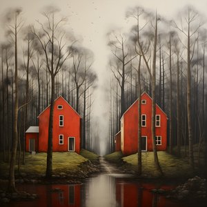 duas casas vermelhas na floresta 4
