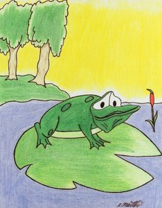 Lily Pad Frog, 2005 (lápis de cor sobre papel)