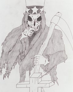 A última chamada do Tio Sam, 2006 (lápis de cor sobre papel)