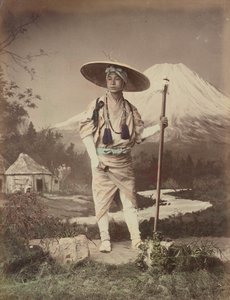 Peregrino a subir o Fujiyama de Kusakabe Kimbei