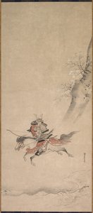Um samurai a cavalo, século XVII. de Kusumi Morikage