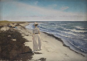 Senhora na praia de Karrebæksminde, Zelândia de Laurits Andersen Ring
