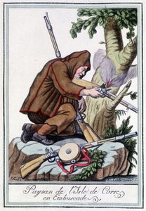 Camponês da Ilha da Córsega em emboscadas - na "Encyclopédie des voyages" de J. Grasset St Sauveur, Deron, Paris