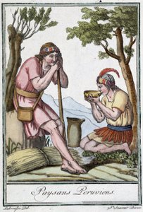 Perudian Peasants - na "Encyclopedia of Travels" de J. Grasset St Sauveur, ed. Paris de L.F. Labrousse