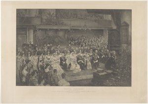 Solenização do casamento da Rainha Wilhelmina dos Países Baixos e do Duque Hendrik de Mecklenburg em Haia, em 7 de Fevereiro de 1901 (título sobre o objecto) de L. Angerer
