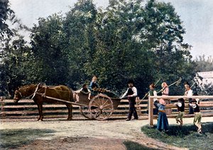 Camponeses no final da colheita, Suécia, c1890 de L Boulanger