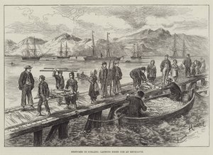 Esboços na Islândia, desembarque bacalhau seco em Reykjavik