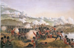 A grande acusação dos guardas nas alturas da Alma durante a Guerra da Criméia, 1854 (lito colorido)