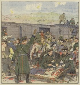 Embarque dos feridos durante a Batalha de Kai-Ping de L. Malespine