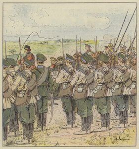 Tropas russas prestam homenagem a um oficial geral de L. Malespine